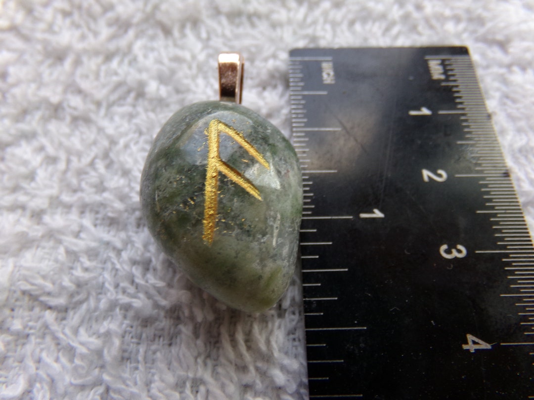 Ansuz/os/as/aesir Genuine Moss Agate Rune Stone Pendant Crystal Witch ...