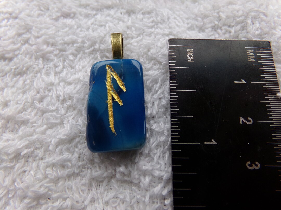 Ansuz/os/as/aesir Genuine Blue Onyx Rune Stone Pendant Crystal Witch ...