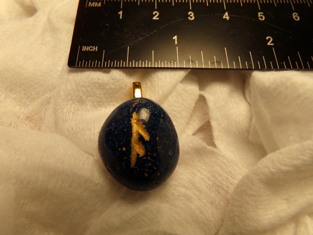 Blue Agate Ansuz/os/as/aesir Rune Stone Pendant - Etsy