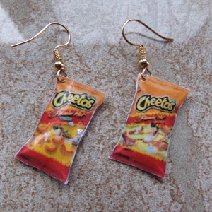 Miniature Cheese Puff Snacks Bags Earrings