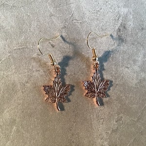 Rose Gold Colored Maple Leaf Earrings