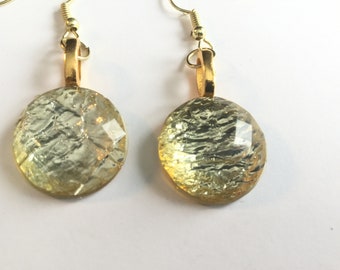 Gold Crackle Effect Earrings