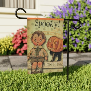 Vintage Spooky Halloween Greeting Garden & House Banner