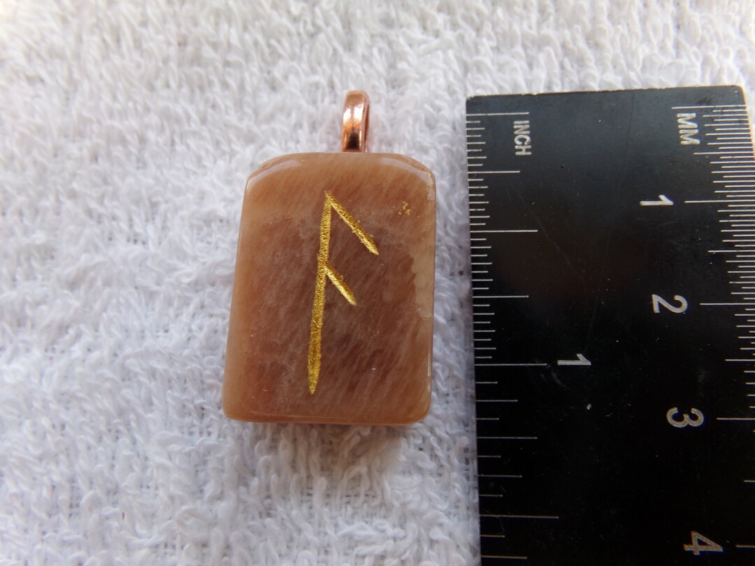 Ansuz/os/as/aesir Genuine Peach Moonstone Rune Stone Pendant Crystal ...