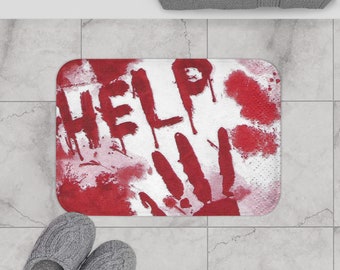 Bloody Help Handprint Halloween Bathrroom Mat