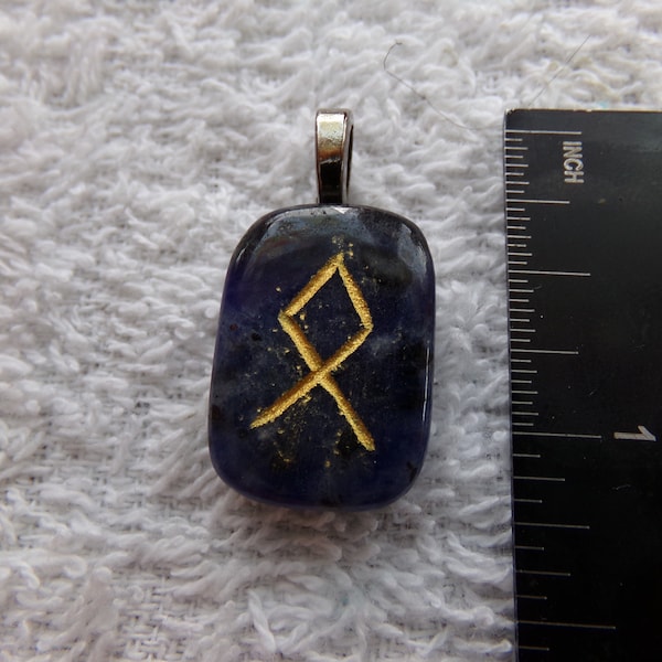 Othala/Othila/Odal/Othel/Ethel Genuine Sodalite Rune Stone Pendant Crystal Witch Magick Shoppe