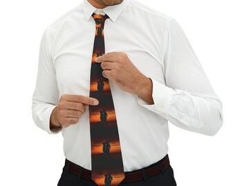 Romantic Sunset Couple Valentine's Necktie