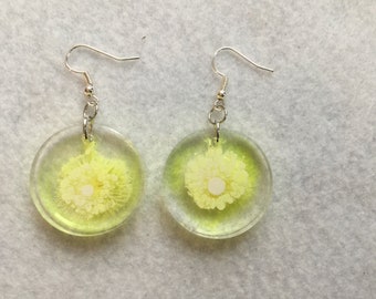 Round Yellow Flower Burst Earrings