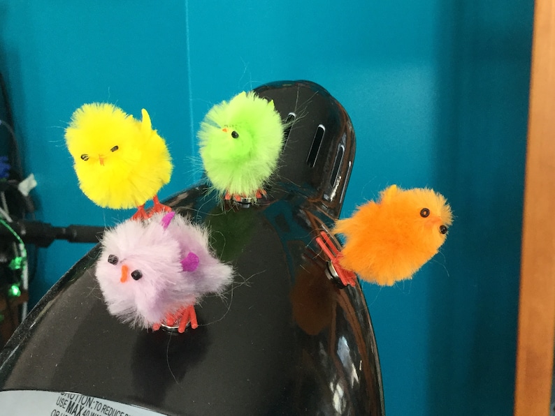 Colorful Fuzzy Set of 4 Easter Chicks Magnets