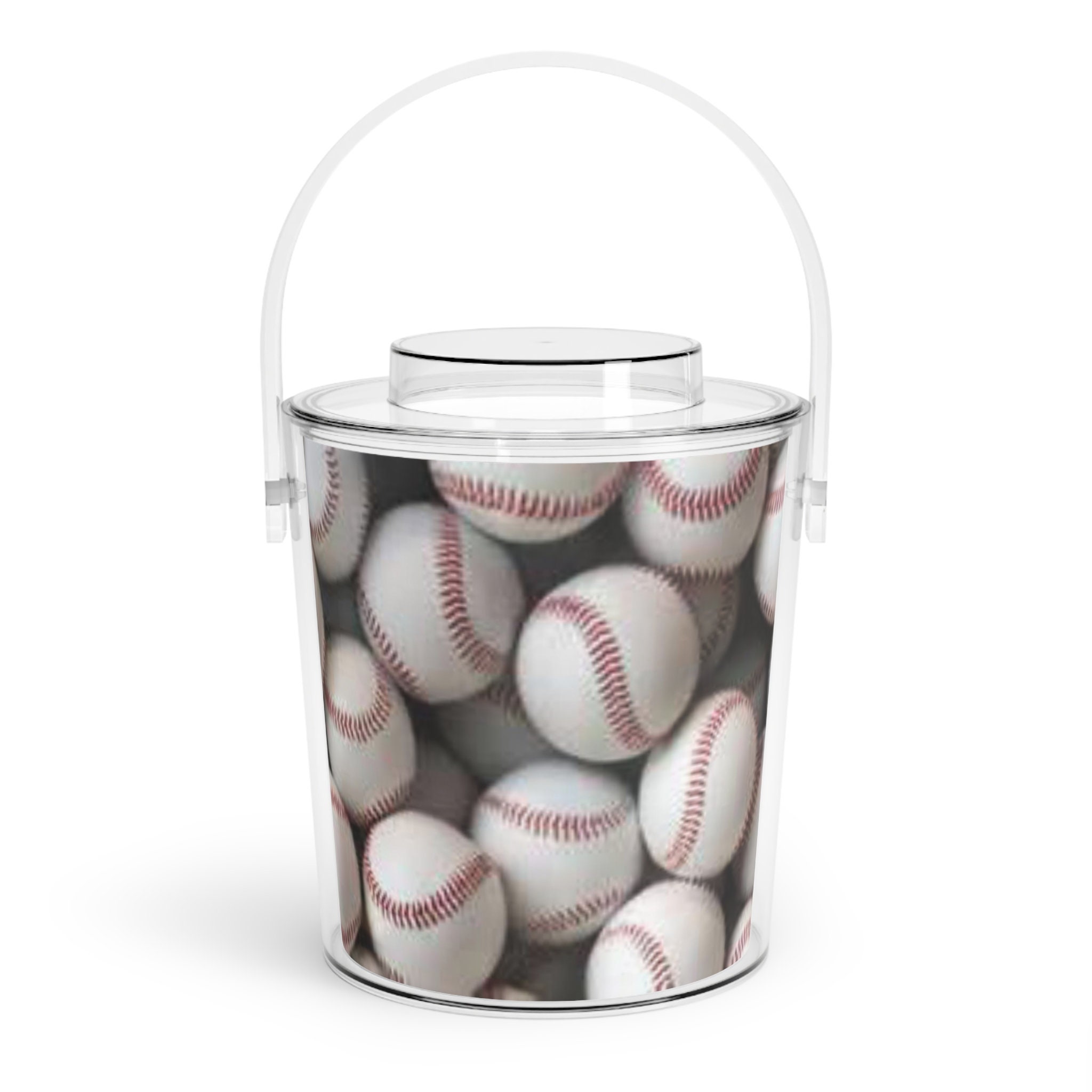 New Baseballs Ice Bucket with Tongs
