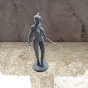 Katana Miniature Girl Figurine 3D Print Paint Your Own