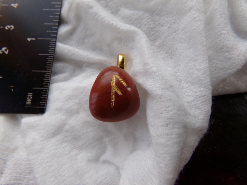 Red Jasper AnsuzOsAsAesir Rune Stone Pendant