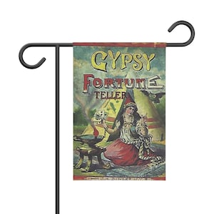Banner da giardino vintage zingaro che racconta la fortuna