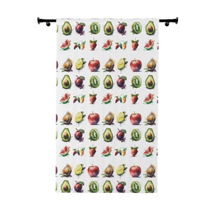 Window Curtains (1 Piece). Watercolor Fruits and veggies