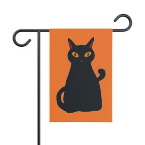 Sitting Black Cat Garden Banner