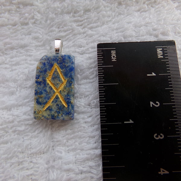 Lapis Lazuli Othala/Othila/Odal/Othel/Ethel Rune Stone Pendant