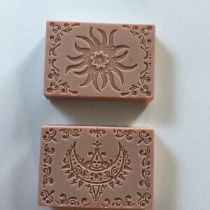 2 Coffee Scented Shea Butter Flower & Moon Handcrafted Soaps