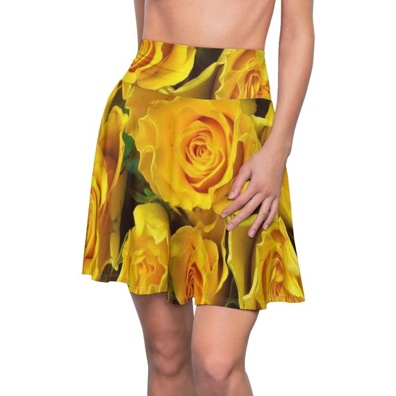 Yellow Roses Women's Skater Skirt (AOP)
