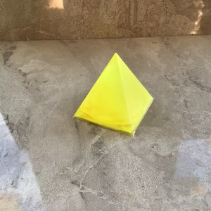 Yellow Pyramid Papeerweight or Decor