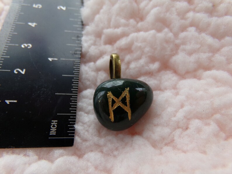 Bloodstone ManMannuzMannazMarwaz Rune Stone Pendant