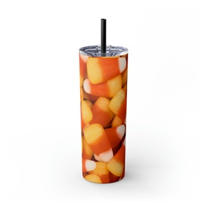 Halloween Candy Corn Skinny Gobelet avec paille, 20 oz