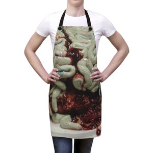 Halloween Horror Zombie Munched Brain Cake Apron (AOP)