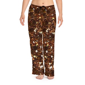 Brown Glitter (no actual glitter) Women&#39;s Pajama Pants (AOP)