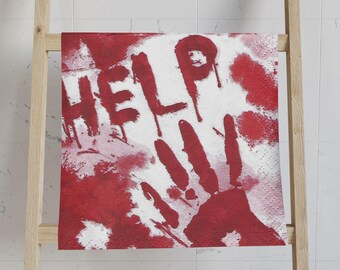 Bloody Help Handprint Halloween Hand Towel