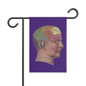 Vintage Phrenology Head Garden Banner
