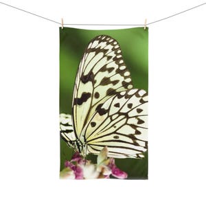 Butterfly Hand Towel for Kitchen or Bathroom Decor, Nature Gift, Spring Home Accent, Eco-Friendly Towel, Floral Design