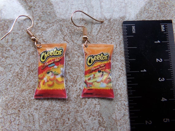 Miniature Cheese Puff Snacks Bags Earrings