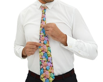 Pastel Conversation Candy Hearts Valentine's Necktie