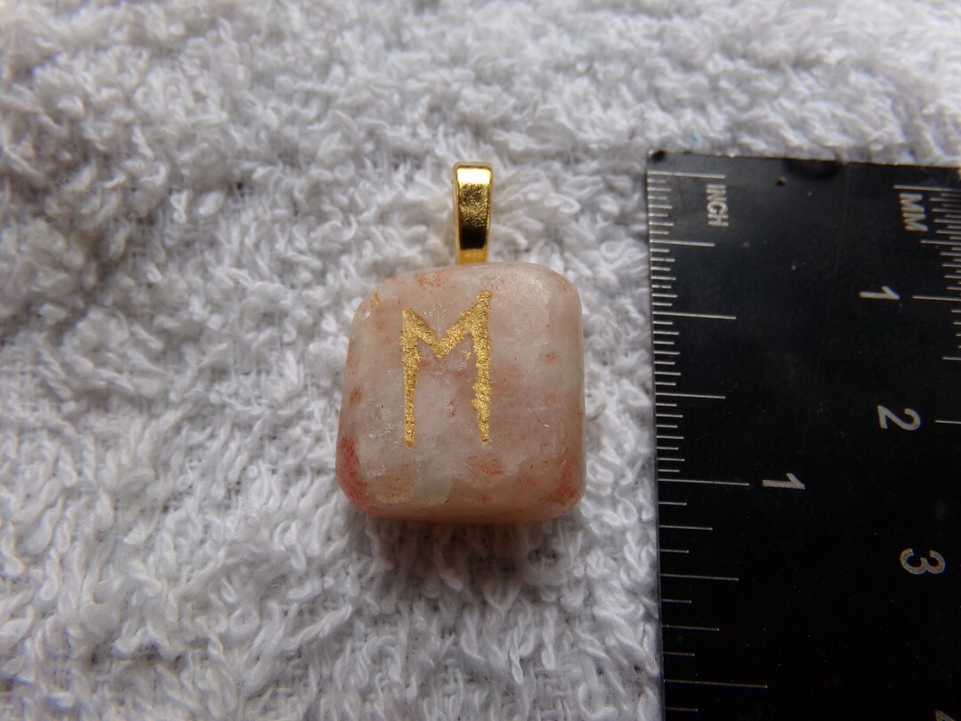 Sunstone Ehwaz/eh Rune Stone Pendant Crystal Witch Magick Shoppe - Etsy