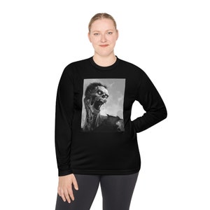 Screaming Zombie Halloween Unisex Lightweight Long Sleeve Tee