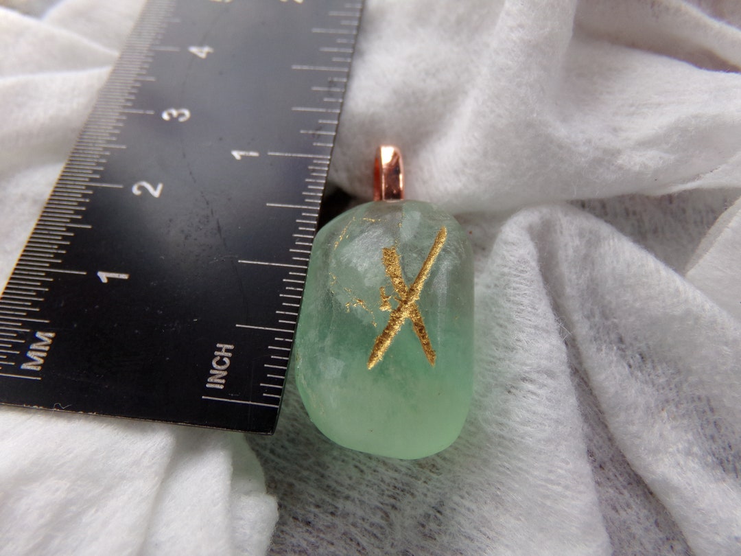 Nyd Rune Green Fluorite Nauthiz/need/nyo/nyd Rune Stone Pendant - Etsy