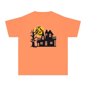 Haunted House with Full Moon Halloween Youth Midweight Tee