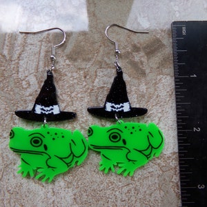 Frog Witch Halloween Earrings Crystal Witch Magick Shoppe