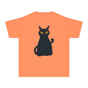 Sitting Black Cat Halloween Youth Midweight Tee