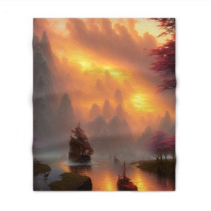 Throw Blanket. Sunset Ship