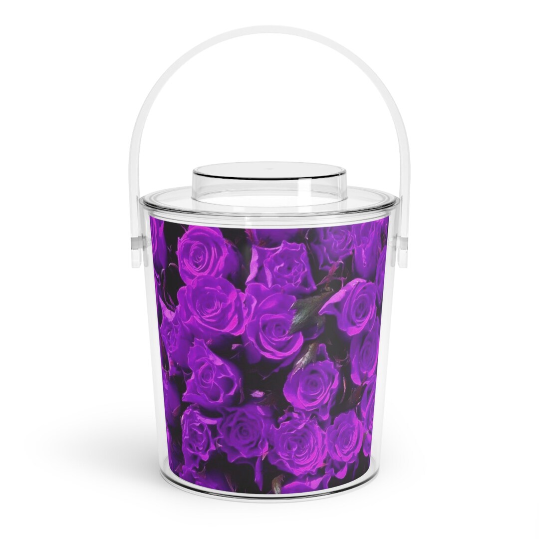 Purple Roses Bucket Purple Roses Valentine's Ice Bucket With Tongs - Etsy