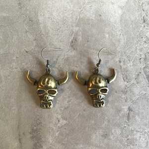 Viking Helmeted Skull Earrings
