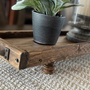 10.75&quot; width x 2 to 6 feet - Rustic Farmhouse Long Wood Tray Riser Pedestal for Table Centerpiece, Serving, Ottoman, Mantle, and Candle