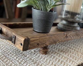 10.75" width x 2 to 6 feet - Rustic Farmhouse Long Wood Tray Riser Pedestal for Table Centerpiece, Serving, Ottoman, Mantle, and Candle