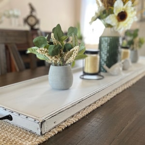 8.75" width x 2 to 6 feet - Rustic Farmhouse Long Wood Tray with Handles for Table Centerpiece, Serving, Ottoman, Mantle, and Candles