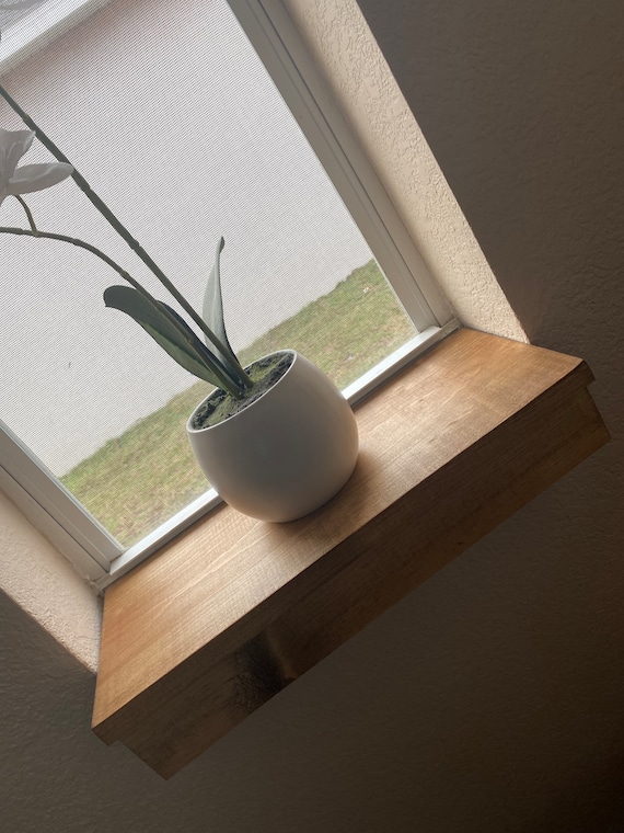 Rustic Farmhouse Wood Window Sill Shelf for Plants and Herbs, Windowsill, Cat Shelf