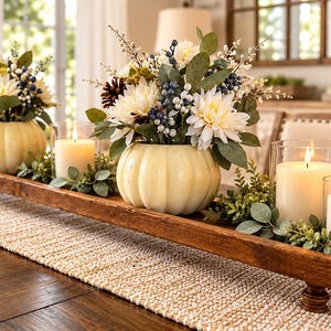 Rustic Farmhouse Long Wood Tray Riser Pedestal for Table Centerpiece, Serving, Ottoman, Mantle, and Candle