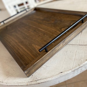 Modern Mid Century Large Rectangle or Square Wood Ottoman Tray, Table Centerpiece, Serving, Serving Tray