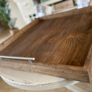 Modern Mid Century Large Rectangle or Square Wood Ottoman Tray, Table Centerpiece, Serving, Serving Tray