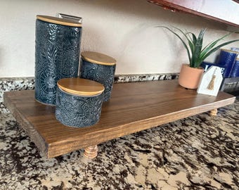 Rustic Farmhouse Long Large Wooden Pedestal Tray Riser