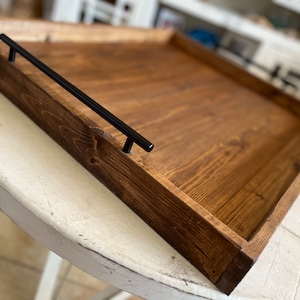 Rustic Farmhouse Large Rectangle or Square Wood Ottoman Tray, Table Centerpiece, Serving, Serving Tray